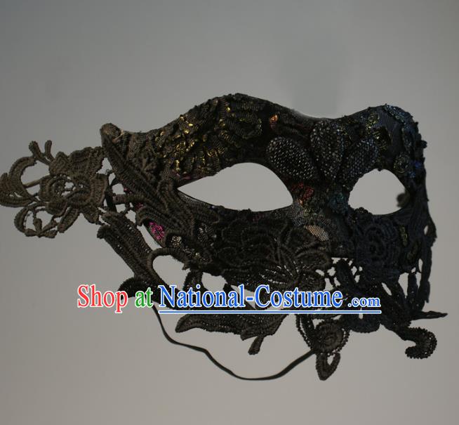 Halloween Exaggerated Black Lace Face Mask Fancy Ball Props Stage Performance Accessories Christmas Mysterious Masks