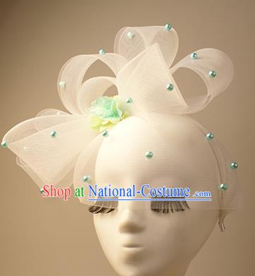 Top Grade Christmas Catwalks Hair Accessories Halloween Stage Performance White Veil Hair Clasp Modern Fancywork Headwear