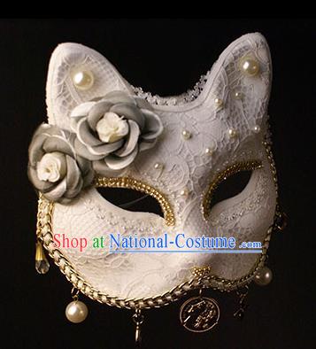 Halloween Exaggerated White Face Mask Fancy Ball Props Stage Performance Accessories Christmas Mysterious Masks