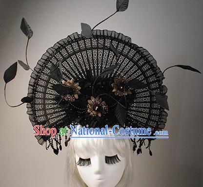 Top Grade China Catwalks Hair Accessories Halloween Modern Fancywork Fan-Shape Hair Clasp Headwear