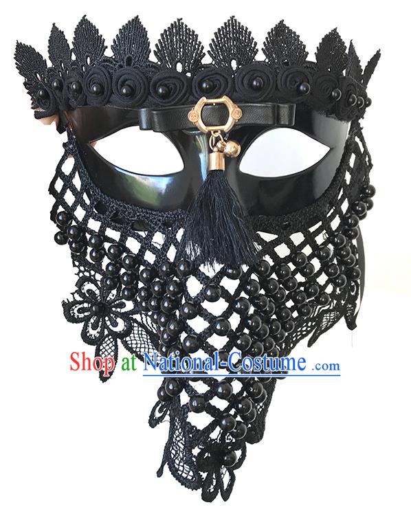 Halloween Catwalks Venice Face Mask Fancy Ball Black Lace Masks Christmas Exaggerated Feather Masks