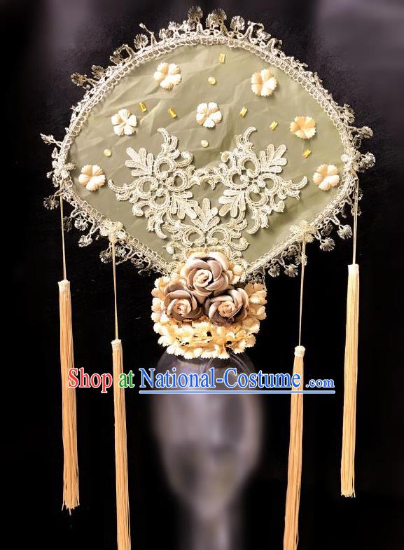 Top Grade Catwalks Golden Flowers Hair Accessories Exaggerated Chinese Traditional Headdress Modern Fancywork Headwear