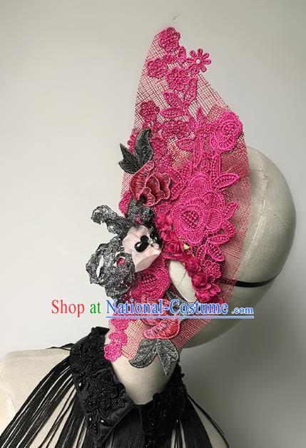 Halloween Catwalks Venice Face Mask Fancy Ball Rosy Lace Half Masks Christmas Exaggerated Feather Masks