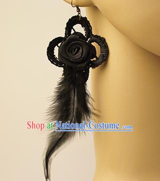 Top Grade Catwalks Accessories Halloween Modern Fancywork Black Feather Earrings