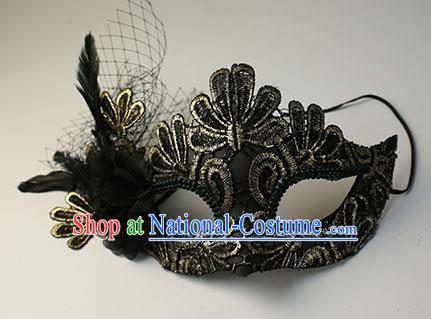 Halloween Exaggerated Golden Lace Feather Face Mask Venice Fancy Ball Props Catwalks Accessories Christmas Mysterious Masks