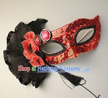 Halloween Exaggerated Red Sequin Face Mask Venice Fancy Ball Props Catwalks Accessories Christmas Masks