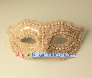 Halloween Exaggerated Pink Flowers Pearls Face Mask Venice Fancy Ball Props Catwalks Accessories Christmas Masks