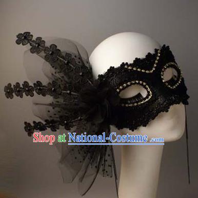 Halloween Exaggerated Queen Black Flowers Face Mask Venice Fancy Ball Props Catwalks Accessories Christmas Masks