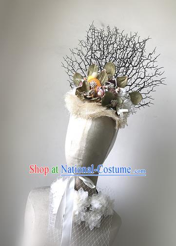 Top Grade Catwalks Hair Accessories Exaggerated Branch Headdress Halloween Modern Fancywork Headwear