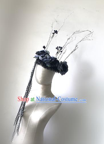 Top Grade Catwalks Tassel Hair Accessories Exaggerated Branch Headdress Halloween Modern Fancywork Headwear