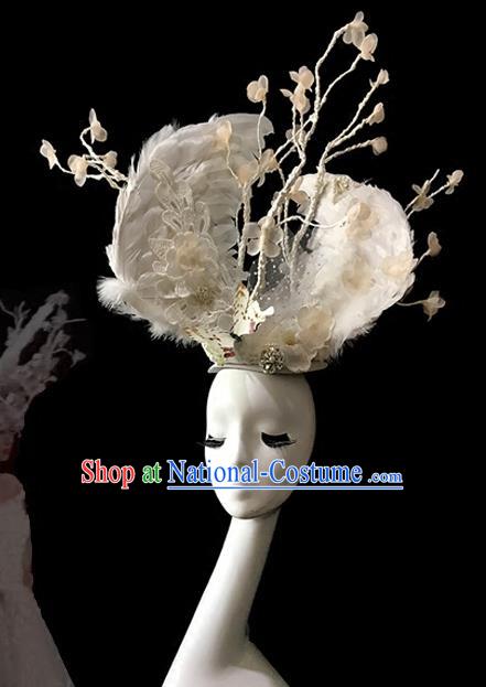 Top Grade Catwalks Feather Wings Hair Accessories Exaggerated Halloween Modern Fancywork Headwear