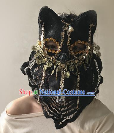 Halloween Venice Exaggerated Black Lace Face Mask Fancy Ball Props Catwalks Accessories Christmas Masks