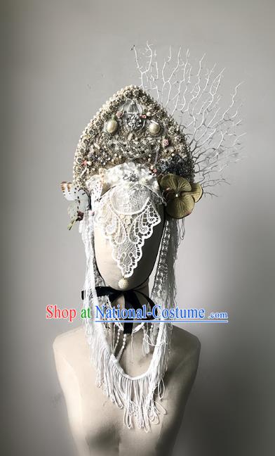 Top Grade Catwalks Hair Accessories Queen Royal Crown Exaggerated Halloween Modern Fancywork Headwear