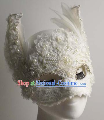 Halloween Exaggerated White Fox Face Mask Venice Fancy Ball Props Catwalks Accessories Christmas Masks