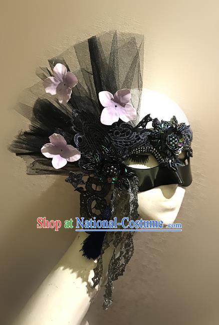 Halloween Venice Exaggerated Black Lace Face Mask Fancy Ball Props Catwalks Accessories Christmas Masks