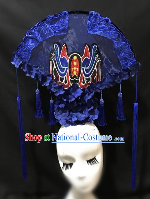 Top Grade Chinese Catwalks Hair Accessories Beijing Opera Headdress Exaggerated Halloween Modern Fancywork Headwear