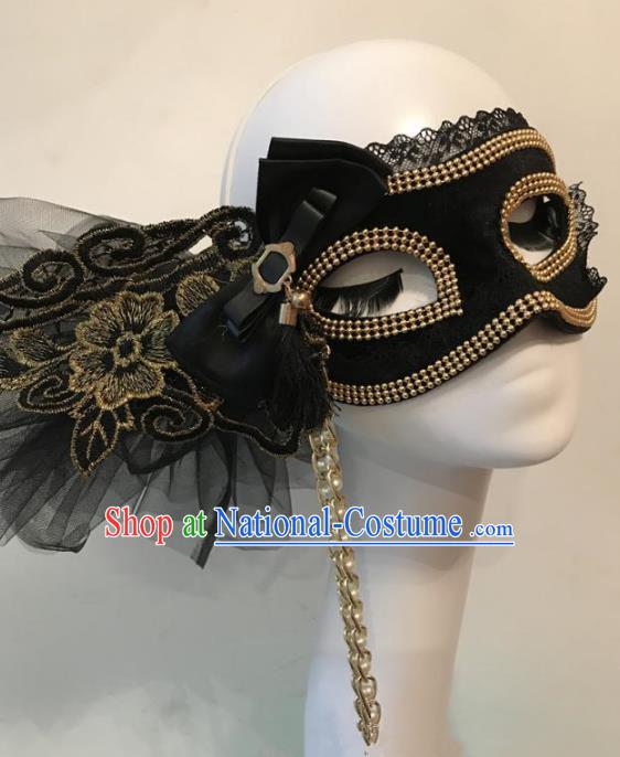 Halloween Catwalks Venice Black Lace Tassel Face Mask Fancy Ball Props Accessories Christmas Exaggerated Masks