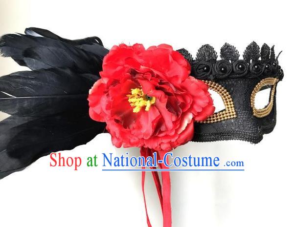 Halloween Catwalks Venice Red Flower Face Mask Fancy Ball Props Accessories Christmas Exaggerated Masks