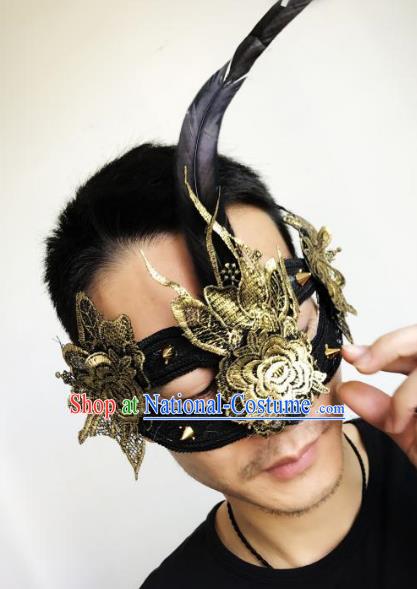 Halloween Catwalks Venice Golden Lace Face Mask Fancy Ball Props Accessories Christmas Exaggerated Masks