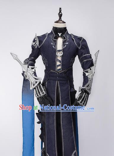 China Ancient Swordsman Costume Purple Robe Chinese Traditional Knight-errant Clothing for Men