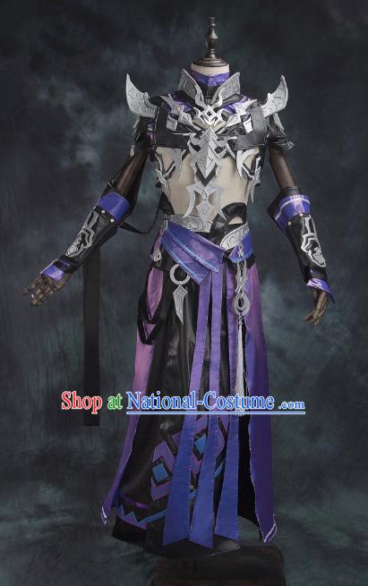 China Ancient Cosplay Swordsman Purple Costumes Chinese Traditional Knight-errant Clothing for Men