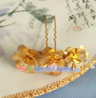 China Ancient Hair Accessories Hanfu Princess Golden Flowers Hair Stick Chinese Classical Hairpins for Women