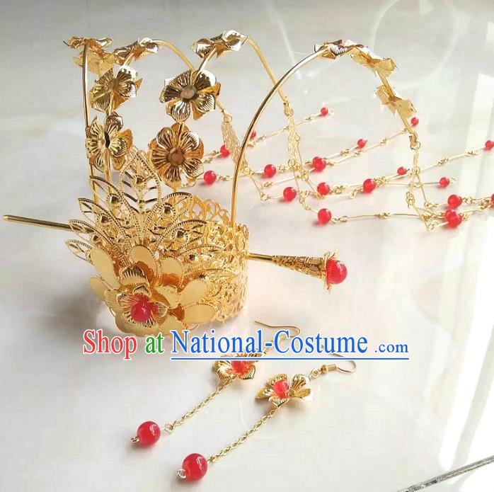 China Ancient Queen Hair Accessories Chinese Traditional Tassel Phoenix Coronet Hairpins for Women