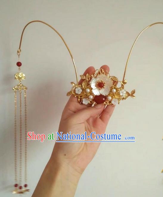 China Ancient Wedding Hair Accessories Chinese Traditional Xiuhe Suit Golden Phoenix Coronet Hairpins for Women