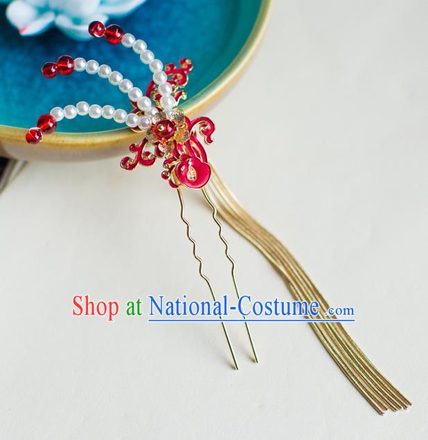 Chinese Traditional Palace Hair Accessories Xiuhe Suit Tassel Step Shake Ancient Hairpins for Women