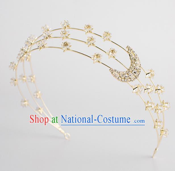 Classical Bride Hair Accessories Wedding Crystal Moon Hair Clasp Headband Headwear for Women