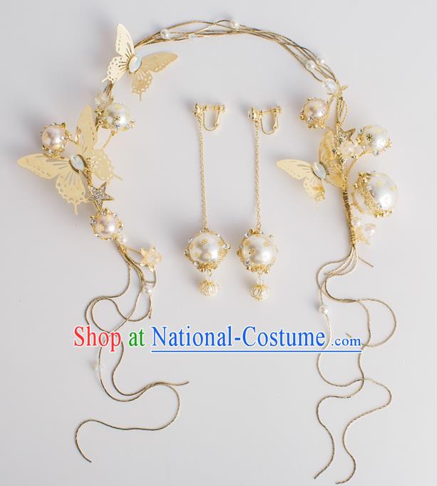 Bride Hair Accessories Wedding Golden Butterfly Hair Clasp Headband for Women