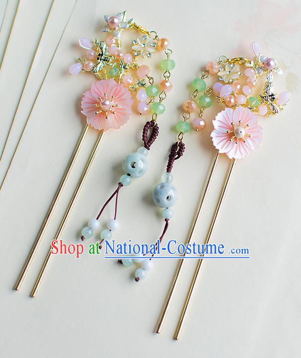 Chinese Traditional Palace Hair Accessories Shell Flower Hair Clips Ancient Xiuhe Suit Hairpins for Women