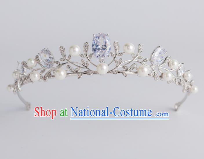 Baroque Bride Hair Accessories Classical Royal Crown Princess Zircon Pearls Imperial Crown Headwear for Women