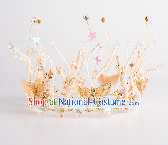 Baroque Bride Hair Accessories Classical Wedding Hair Clasp Golden Butterfly Imperial Crown Headwear for Women