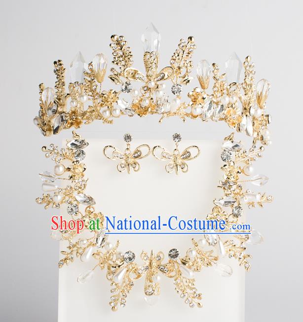 Baroque Bride Hair Accessories Classical Wedding Princess Crystal Imperial Crown Headwear for Women