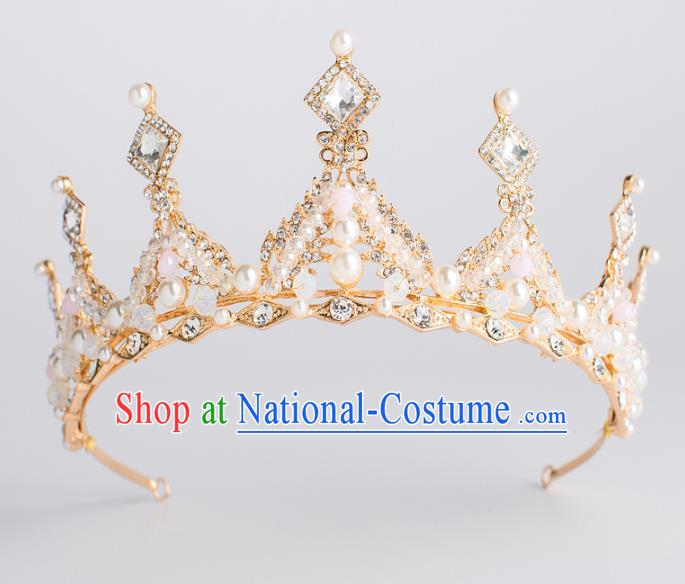 Baroque Bride Hair Accessories Classical Wedding Hair Clasp Golden Imperial Crown Headwear for Women