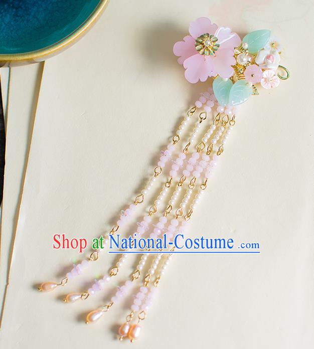 Chinese Traditional Palace Hair Accessories Flowers Tassel Hair Claws Ancient Xiuhe Suit Hairpins for Women