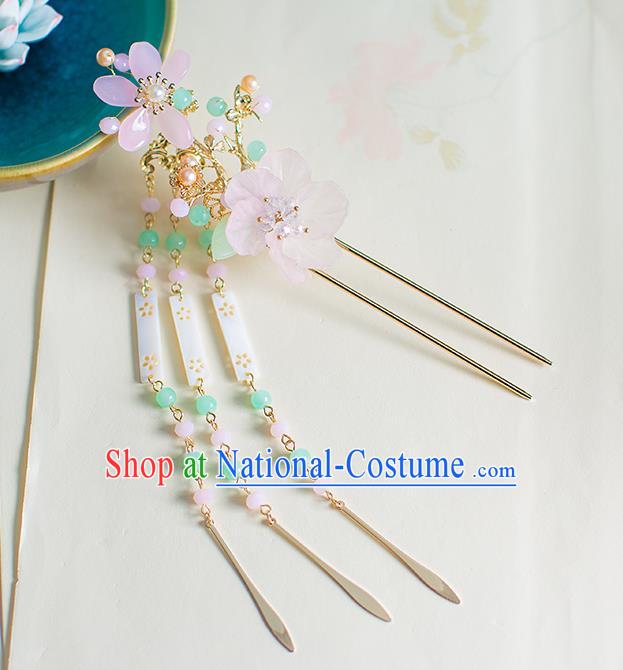 Chinese Traditional Palace Hair Accessories Jade Tassel Step Shake Ancient Xiuhe Suit Hairpins for Women