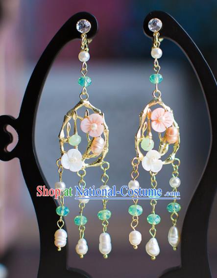 Bride Classical Accessories Pearls Tassel Earrings Wedding Jewelry Hanfu Eardrop for Women