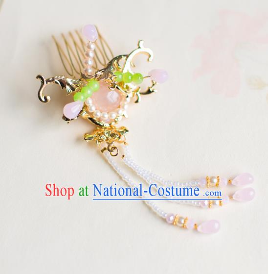 Chinese Traditional Palace Hair Accessories Tassel Hair Comb Ancient Xiuhe Suit Hairpins for Women