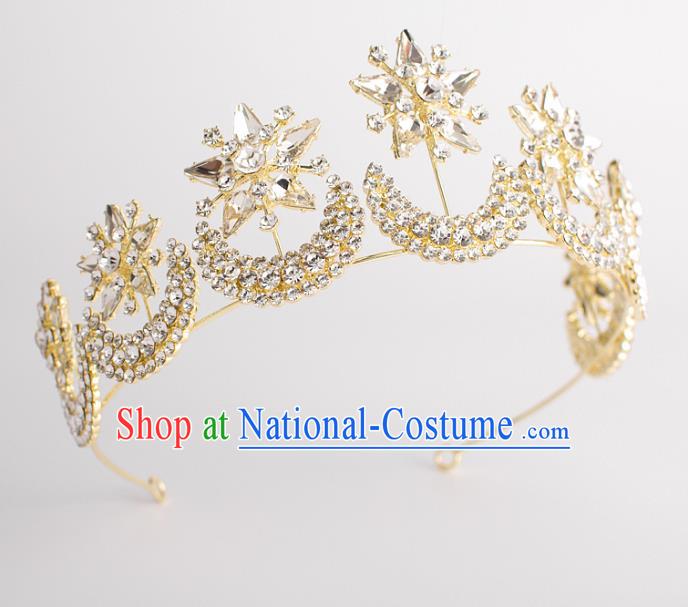 Classical Bride Hair Accessories Wedding Crystal Moon Stars Hair Clasp Headwear for Women