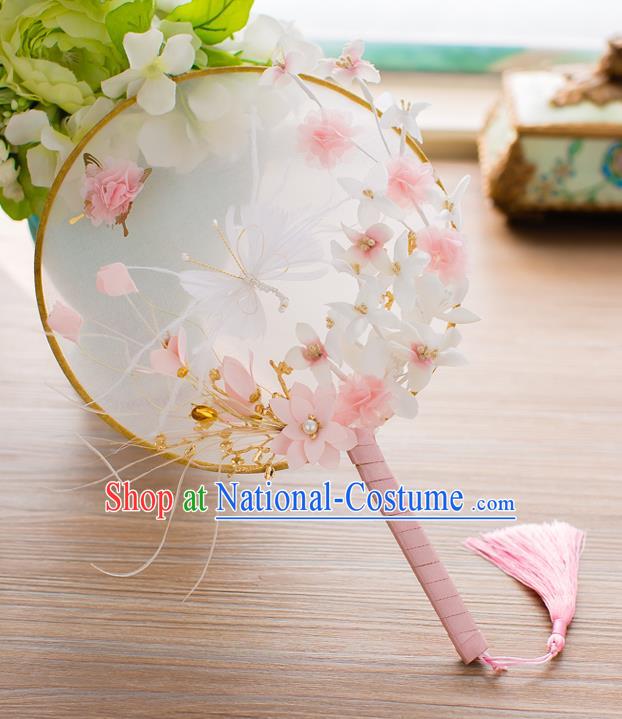 Chinese Classical Bride Accessories Wedding Fans Palace Butterfly Round Fans for Women