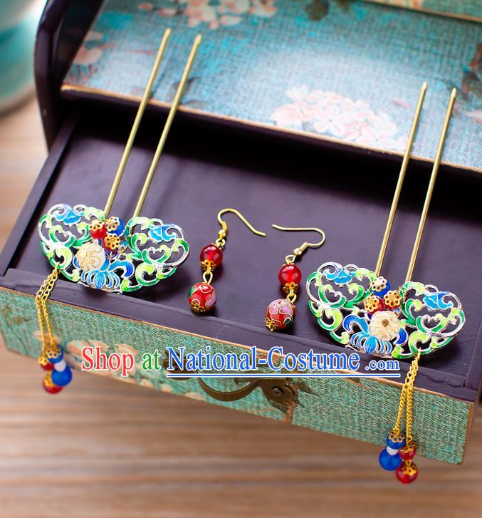 Chinese Traditional Palace Hair Accessories Xiuhe Suit Hairpins Ancient Tassel Hair Clips for Women