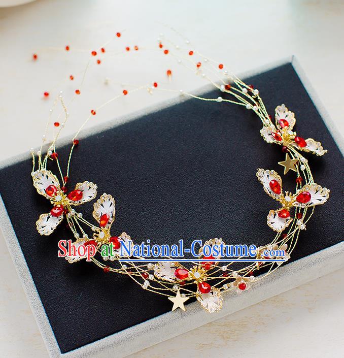 Top Classical Bride Hair Accessories Wedding Red Beads Hair Clasp Headwear for Women