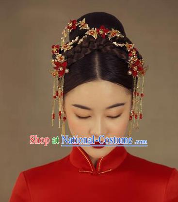 Chinese Traditional Palace Hair Accessories Ancient Hairpins Xiuhe Suit Hair Clasp Phoenix Coronet for Women