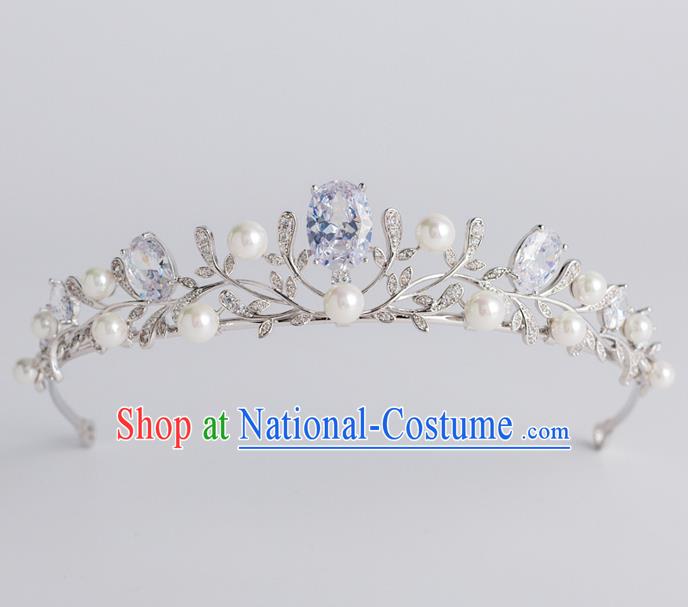 Baroque Princess Pearls Royal Crown Bride Classical Hair Accessories Wedding Zircon Imperial Crown for Women