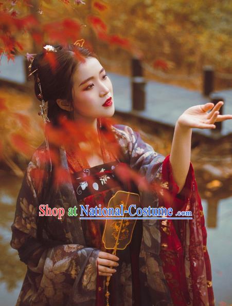 Chinese Ancient Palace Lady Hanfu Tang Dynasty Imperial Concubine Queen Embroidered Historical Costumes for Women