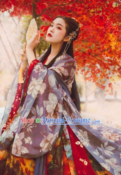 Chinese Ancient Palace Lady Hanfu Tang Dynasty Imperial Concubine Queen Embroidered Historical Costumes for Women