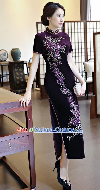 Traditional Ancient Chinese Young Women Cheongsam Dress Republic of China Tangsuit Stand Collar Blouse Dress Tang Suit Clothing