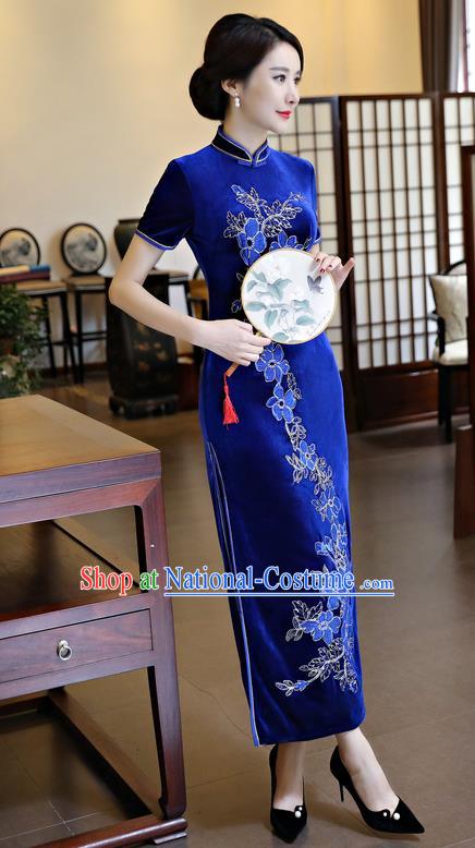 Traditional Ancient Chinese Young Women Cheongsam Dress Republic of China Tangsuit Stand Collar Blouse Dress Tang Suit Clothing